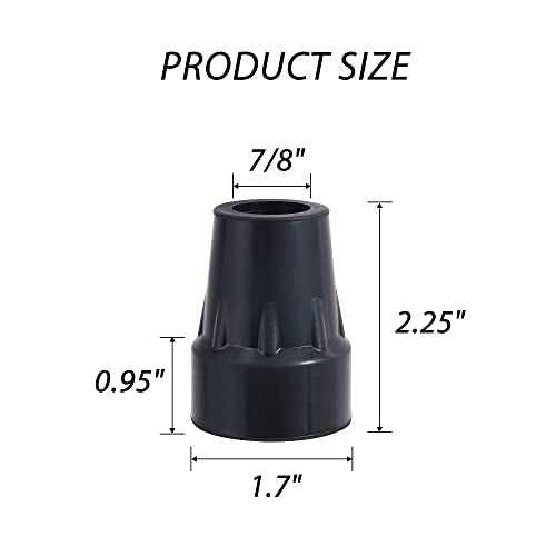 7/8 Inch Cane Tips Kotiorname Cane Rubber Tips Replacement Black, Heavy Duty, Non Slip, 4 Pack - size: 7/8"
