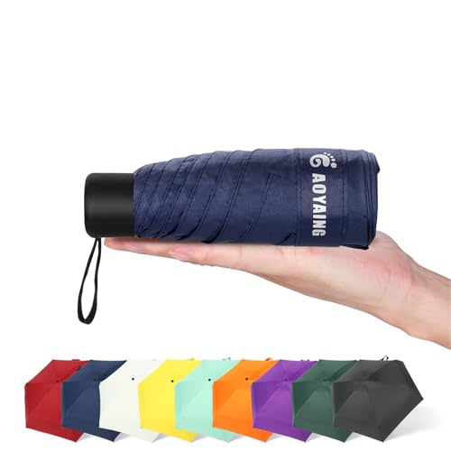 GAOYAING Compact Travel Umbrella with Case Sun&Rain Lightweight Small and Compact Suit for Pocket 34 Inches - color: Navy Blue, size: 34 Inches