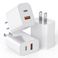 USB C Charger Block, 3Pack 20W Dual Port USB C Wall Charger Plug | Fast Charging Adapter USB A Quick Charging Brick Plug for iPhone Air/17 ProMax/16E/16 ProMax/16Plus/15/14/13,iPad Pro,AirPods - color: White