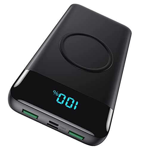 Wireless Portable Charger 30800mAh,15W Wireless Charging 25W PD QC4.0 Fast Charging USB-C Power Bank, 4 Output Travel Essential External Battery Pack Compatible with iPhone 17/16/15/14,Galaxy,Android - color: A-Matte Black