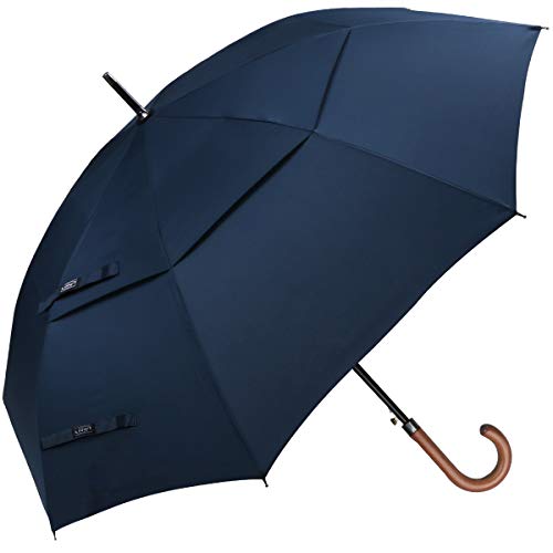 G4Free 52/62inch Golf Umbrella Windproof Large Stick Umbrella Wooden Handle - color: Blue, size: 62 inch
