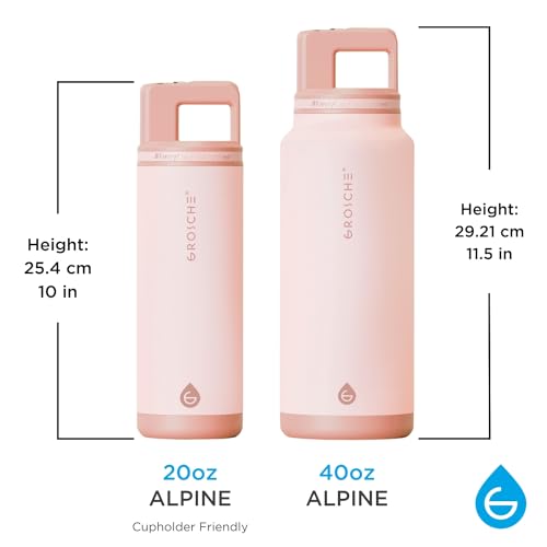 GROSCHE Alpine Flip N Sip Insulated Bottle with Straw Lid, Rose Pink, 40 oz - color: Rose Pink, size: 40 Ounces