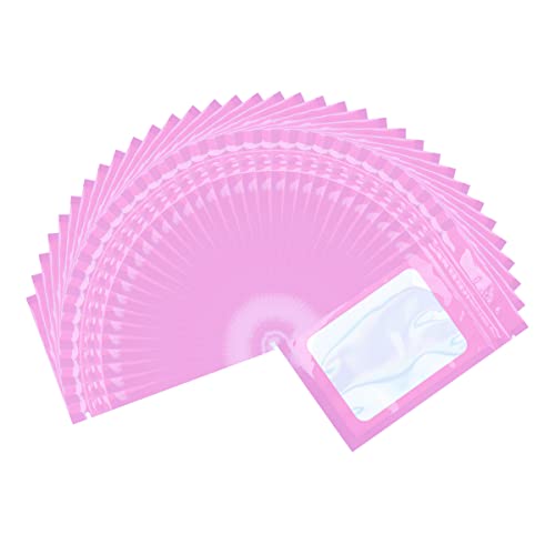 DOSEWART 200Pcs 3 x 4.6Inch Resealable Holographic Bags with Clear Window - color: Pink