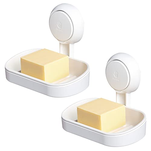 TAILI Soap Holder, Soap Dish for Shower Suction Cup, Bar Soap Holder, White | 2 Set Removable Soap Holder Shower, Soap Tray for Shower Wall, No drill Sponge Holder, Bathroom & Kitchen, Bath Accessories - color: White, size: 2 Set