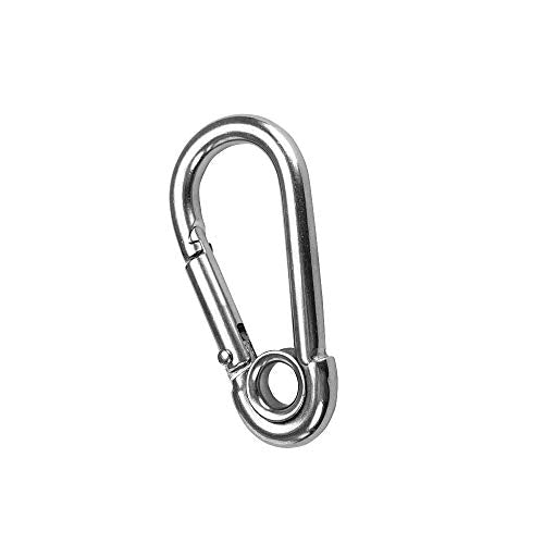 5pcs 1/4'' Stainless Steel Carabiner Clip Spring Snap Hook Link with Eyelet, 250lb Load, 2-3/8 Inch Length - size: 1/4''