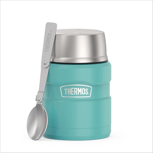 THERMOS Stainless King Food Jar with Spoon, 16oz, Matte Teal - color: Matte Teal, size: 16 Ounce
