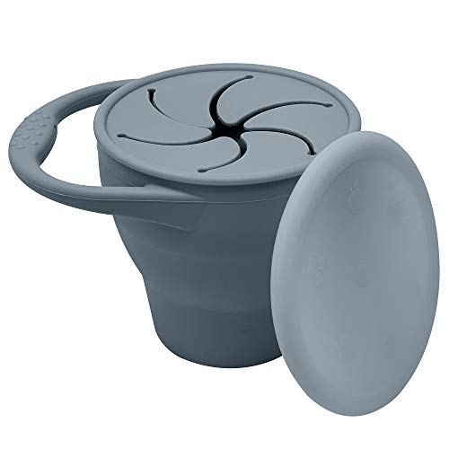 BraveJusticeKidsCo | Snack Attack Snack Cup | Collapsible Silicone Snack Container | Toddler and Baby (Stormy) - color: Stormy
