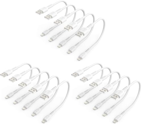 1ft iPhone Charge Cable Short, 5Pack USB to Lightning Cord for Fast Charging Stations 1 Foot Compatible with Apple iPhone 12 11 Pro Max Xs 8 7 6 5 Plus, iPad Air/Mini (Pack of 3) - color: White, size: 1 feet (Pack of 3)