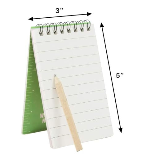 ASR Outdoor 4pk Waterproof Paper Pocket Spiral Notebook Travel Notes Journal Field Notepad with Pencil, Green, 50 Page Lined - size: 4 Pack