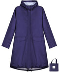 ANYOO Waterproof Rain Poncho Lightweight Reusable Hiking Hooded Coat Jacket for Outdoor Activities - color: Dark Blue