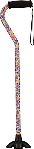 Nova Joy Designer Offset Quad Cane for Seniors - Unisex Adjustable Lightweight Walking Aid with Foam Handle, Wrist Strap and Anti-Rattle Lock - Essential Mobility Support - Butterfly Symphony - color: Butterfly Symphony