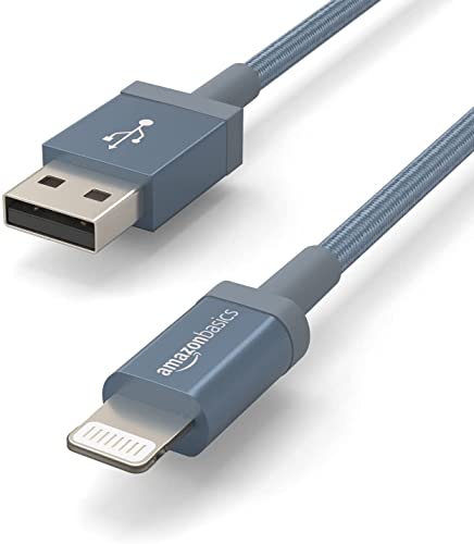 Amazon Basics USB-A to Lightning Cable, Apple MFi Certified, Nylon Braided Cord, Fast Charging, Durable, Sturdy, 3 Foot, Dark Gray - color: Dark Gray, size: 3 Feet, style: 1-Pack