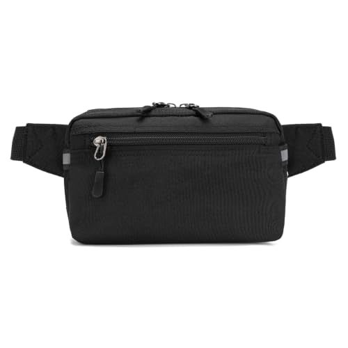 Mini Hiking Waist Bag, 3-Pocket 1.7L RFID Blocking Fanny Pack for Men Women - color: Black