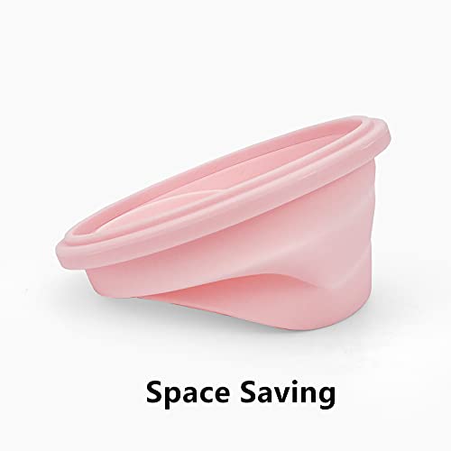 CCyanzi 3piece Round Collapsible Bowl with Lids, Silicone Food Storage Containers, Microwave & Freezer Safe, Space Saving for Kitchen Cabinet and Camping Backpack,(Pink) - color: pink