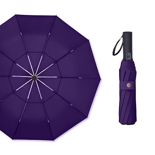 MRTLLOA Compact Golf Umbrella, 10 Ribs Vented Windproof Travel | 49/54/62 Inch Large Oversize, Double Canopy, Quick-Dry Fabric, Lightweight, Umbrellas for Rain - color: Purple, size: 49 Inch