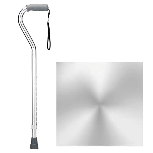 NOVA Heavy Duty Bariatric Walking Cane for Seniors, Men & Women – 500 lb Weight Capacity Offset Cane, Lightweight Adjustable Walking Stick with Soft Foam Grip, Wrist Strap & Non-Slip Tip - color: Silver