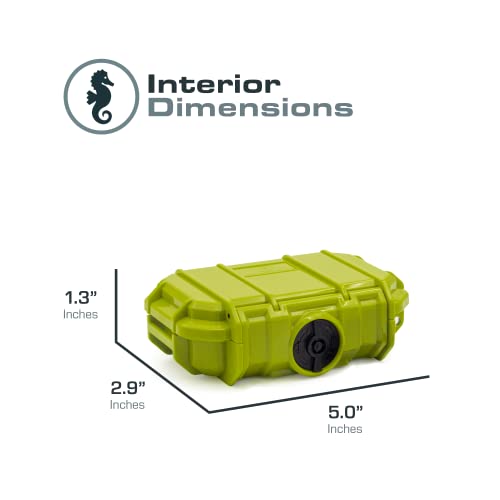 Seahorse 52 Portable Waterproof Dry Box Hard Protective Micro Case - Mil Spec/USA Made / IP67 Waterproof/Lockable - for Earbuds, PLB, IEM, Small Medical Devices, Stash Box (Clear) - color: Green