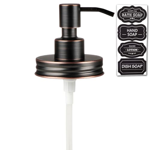 Amolliar Mason Jar Liquid Soap Dispenser Lid, Stainless Steel, ORB 1 Pack | Refillable Lotion Soap Pump16OZ Regular Mouth Jar, Hand Soap, Dish, Stainless Steel Soap Pump Lid, Farmhouse Bathroom Decor - color: Oil Rubbed Bronze, size: 1 Pack