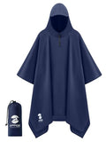 SaphiRose Hooded Rain Poncho Waterproof Raincoat Jacket for Men Women Adults - color: Blue