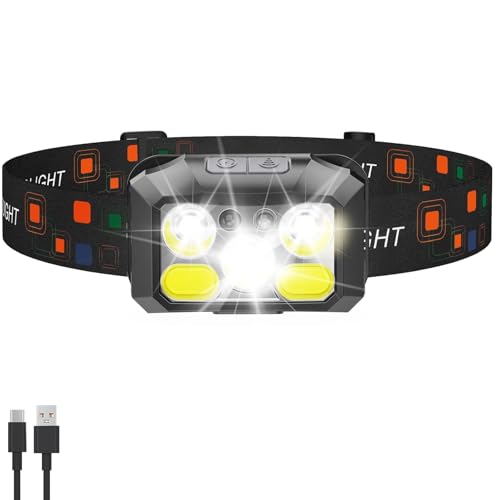 Headlamp Rechargeable LED, 400 Lumens with Red & White Light, 8 Modes, USB-C Charging, IPX4 Waterproof, for Running, Hiking, Fishing, and Camping - color: Black