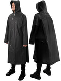 ANYOO 2-Pack Rain Ponchos for Adults Reusable Raincoats with Hooded and Drawstring Emergency for Men Women - color: Black