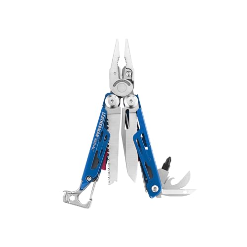 LEATHERMAN Signal 19-in-1 Multi-Tool, Blue and Red | Ferrocerium Fire Starter, Emergency Whistle & Diamond-Coated Sharpener for Camping, Hiking & Survival, Made in USA - color: Blue/Red