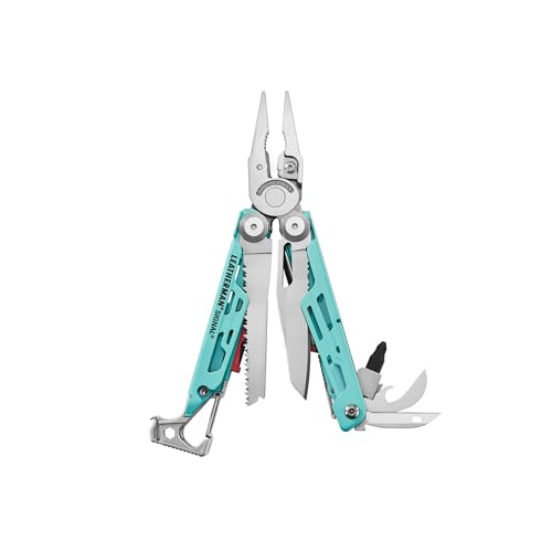 LEATHERMAN Signal 19-in-1 Multi-Tool, Aqua and Silver | Ferrocerium Fire Starter, Emergency Whistle & Diamond-Coated Sharpener for Camping, Hiking & Survival, Made in USA - color: Aqua/Silver
