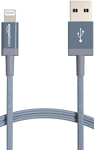 Amazon Basics USB-A to Lightning Cable, Apple MFi Certified, Nylon Braided Cord, Fast Charging, Durable, Sturdy, 3 Foot, Dark Gray - color: Dark Gray, size: 3 Feet, style: 1-Pack