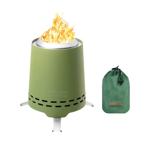 2-in-1 Wood Burning Fire Pit with Pot Rack, 9" Tabletop Fireplace, Green | Portable Stainless Steel Camp Stove with Carry Bag for Camping, Patio, Backyard, RV & Tailgating, Smokeless Firepit, FP047 - color: Green, size: 9"