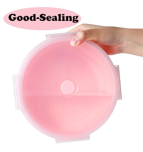 Joyinjojo Collapsible Dog Bowls with Lids, 2 Pack Portable Travel Dog Bowls for Small Medium Large Dogs, Silicone Foldable Outdoor Dog Cat Food Water Bowls for Camping Hiking Road Trip, Pink 12 oz - color: Pink, size: Small