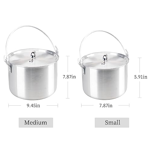 AceCamp Nested Pot Aluminum Lightweight Cooking Pot Set Outdoor Large Stock with lid and folding handle - 4L,8L,12L