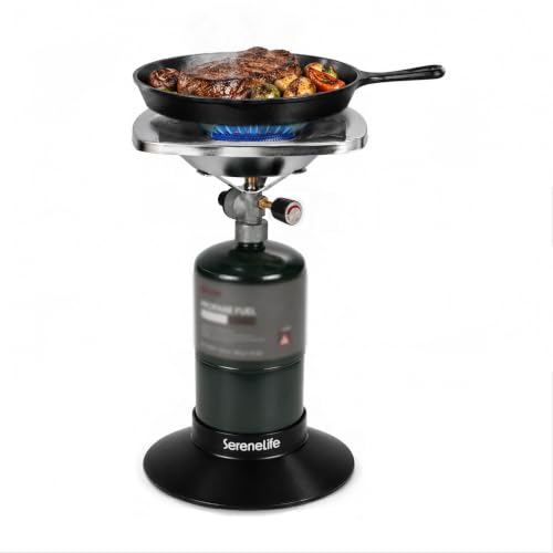 Portable Propane Camping Stove 10,000 BTU Single Burner, Compact Outdoor Cooking Stove for Backpacking & Camp Use, Easy Setup, Stable Base, Small Cooking Stove, Fuel Tank Not Included