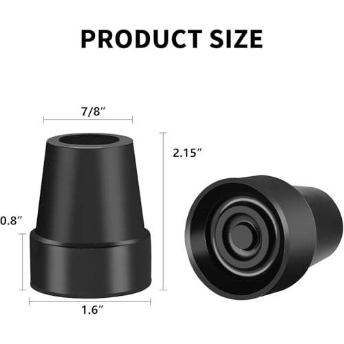 4-Pack Crutch Tips 7/8 Inch Upgrade Heavy Duty Rubber Crutch Accessories Replacement Rubber Cane Tips, Black - color: 7/8 Inch-4 Pcs Black