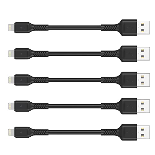 ULIFTUS 4 inch iPhone Charging Cable Short USB to Lightning Cable Small iPhone Charger Cord 5 Pack -Black - color: Black, size: 4 inches
