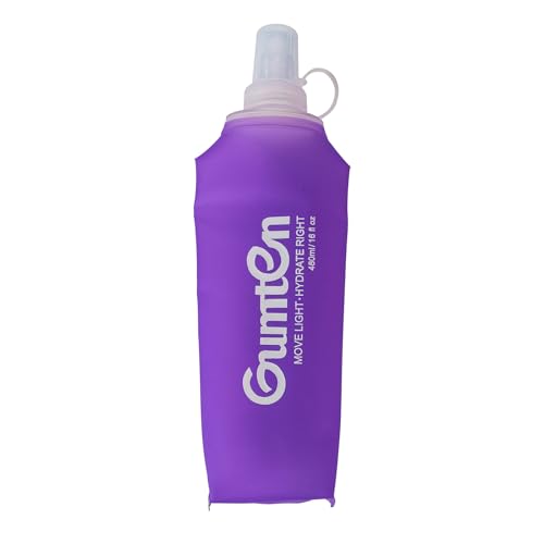 Soft Flask TPU BPA-Free 480ml Soft Water Bottle Leak-Proof Collapsible for Hydration Pack Running Vest Marathon Hiking Cycling (Purple) - color: 480ml Purple