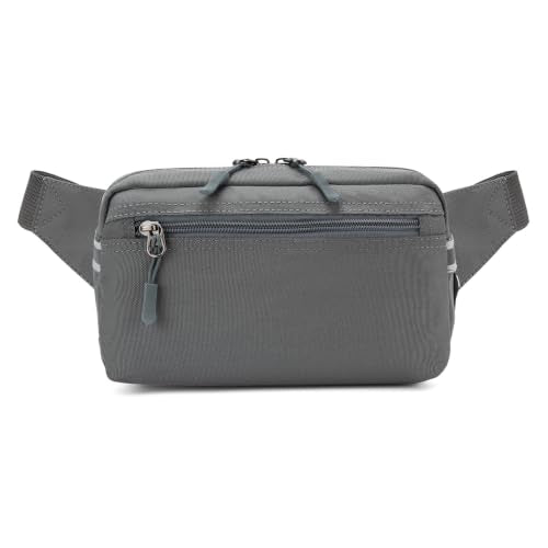 Mini Hiking Waist Bag, 3-Pocket 1.7L RFID Blocking Fanny Pack for Men Women - color: Grey
