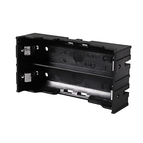 6pcs 18650 Battery Case Holder 2 Slots X 3.7V 18650 Battery Storage Box, in Parallel Black Plastic Batteries Clip Box with Pin for DIY Parallel or Series Circuit PCB Projects - color: 6pcs 18650 Battery Case Holder 2 Slots