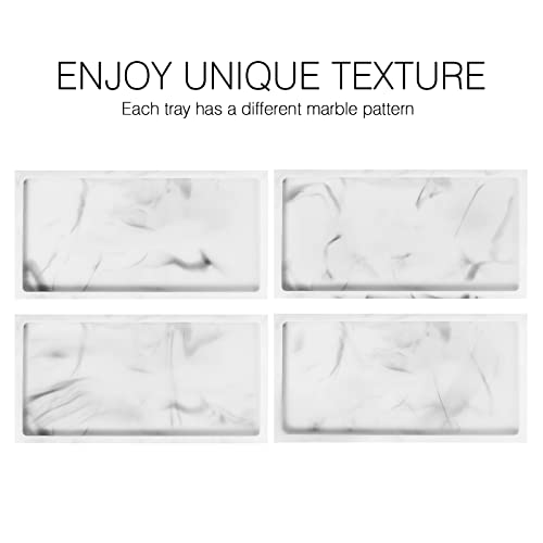 Luxspire Resin Bathroom Tray for Countertop Organizer, Mini, White Marble | 8 x 4 inch, non-slip waterproof resin, easy wipe clean, fits bath kitchen vanity, holds jewelry toiletries soap - color: Marble White, size: Mini