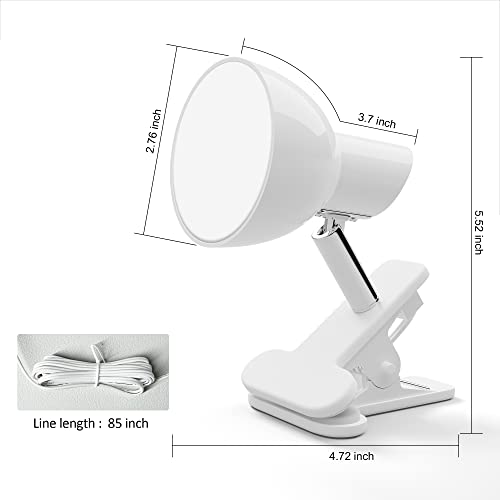 deeloop Clip On Light, 400LM Reading Lamp, Flexible Clamp Light, White | Compact clip light with powerful illumination and flexible positioning for reading, desks, beds, dorms, and small spaces - color: White