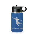 LaserGram Personalized 12oz Water Bottle, Soccer Player Man (Dark Blue) - color: Dark Blue, size: 12 Ounces