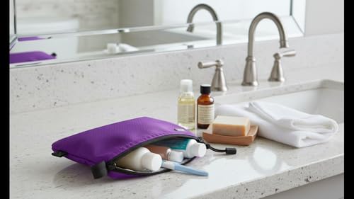 GOX Small Toiletry Bag for Men Bulk Cosmetic Bag Dopp Kit Carry On Zipper Pouch Organization Nylon Small Packing Sack Waterproof (Purple) - color: Purple