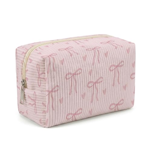 Portable Makeup Organizer for Skincare Hygiene Purse Brushes Lipstick Nail Polish,Toiletry Kit for Women,Cute Makeup Bag & Travel Essentials (Love Bow) - color: Love Bow
