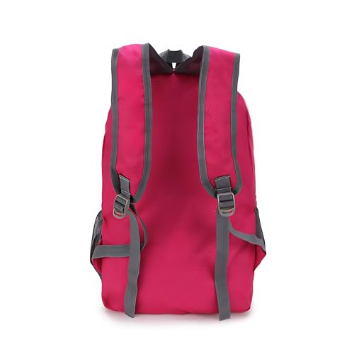MounTop Outdoor Lightweight Foldable Water Resistant Backpack for Travel Hiking Riding - color: Fuchsia
