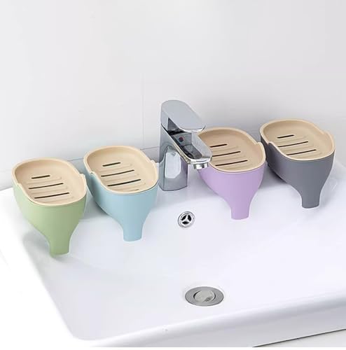 Cute Elephant Soap Dish Holder Tray Plastic Sink Self Draining Suitable for Kitchen Bathroom Bar Shower Bath Kitsch Large Shelf Drainage,Purple - color: C-purple