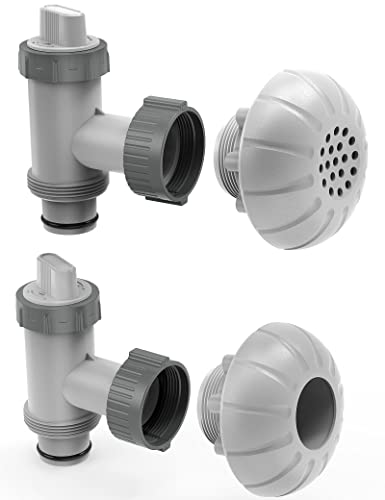 Above Ground Pool Parts, Plunger Valves for Pools Replacement Parts, Pool Pump Part with On Off Plunger Valves, 1.5" Outlet Strainer & Inlet Nozzle, Pool Hose Adapter for Sand Pump