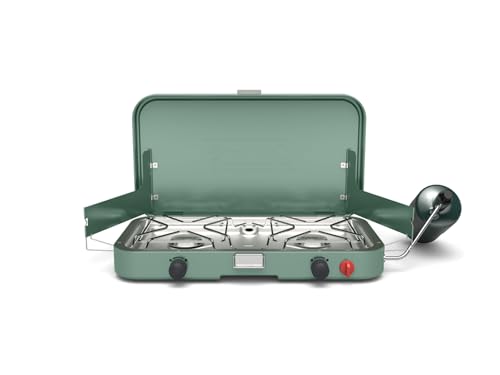 Coleman Cascade 222 2-Burner Camping Stove, Portable Cooktop with 22,000 BTUs, Matchless Lighting, & Dual Wind Guards, Great for Outdoor Cooking, Camping, Tailgating, Grilling, BBQs, & More - size: 2-burner