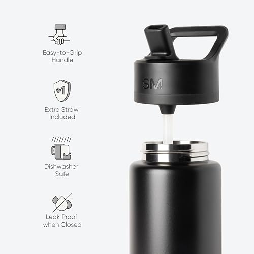 Simple Modern Insulated Water Bottle with Straw | 18oz | Pink - color: -Velvet Pink, style: 18oz