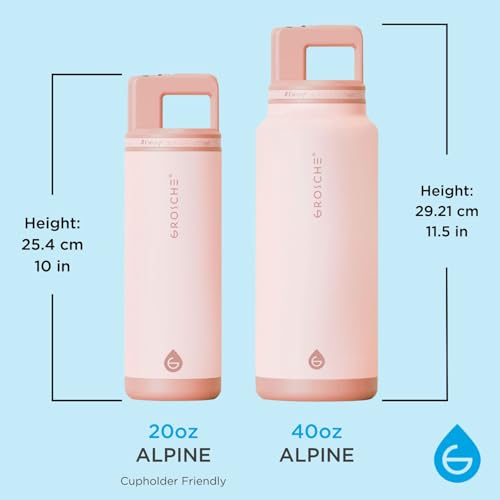 GROSCHE Alpine Flip N Sip Insulated Bottle with Straw Lid, Rose Pink, 20 oz - color: Rose Pink, size: 20 Ounces