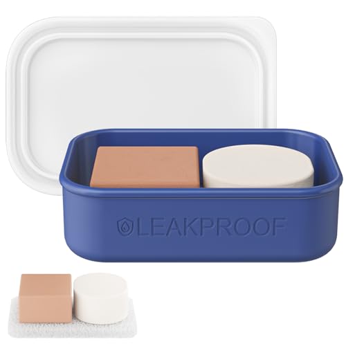Quatish Large Leakproof Travel Soap Case, Solid Shampoo Bar Holder, Silicone Soap Box with Draining Layer, Enhanced Soap Container, Suitable for Camping, Gym, Bathroom, Outdoor Essentials, Blue - color: Blue, size: Large