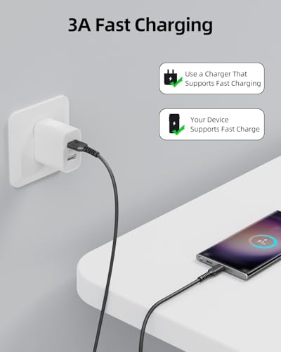 1.5ft USB C Cable 3Pack, 18 inches USB A to USB C Cable 3A Fast Charging Short USB-C Cable Type C Cord for iPhone 17 16 15 Pro/Max Samsung Galaxy S25 S24 S23 - size: 1.5FT